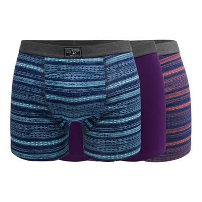 Mantaray Big and tall pack of three assorted striped hipster trunks